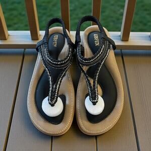 UBFEN Black Women's Sandals Shoes Slip On's Size 7.5  New Designer Bohemian